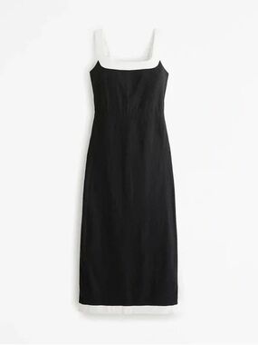 A&F Linen-Blend Squareneck Column Dress XXS